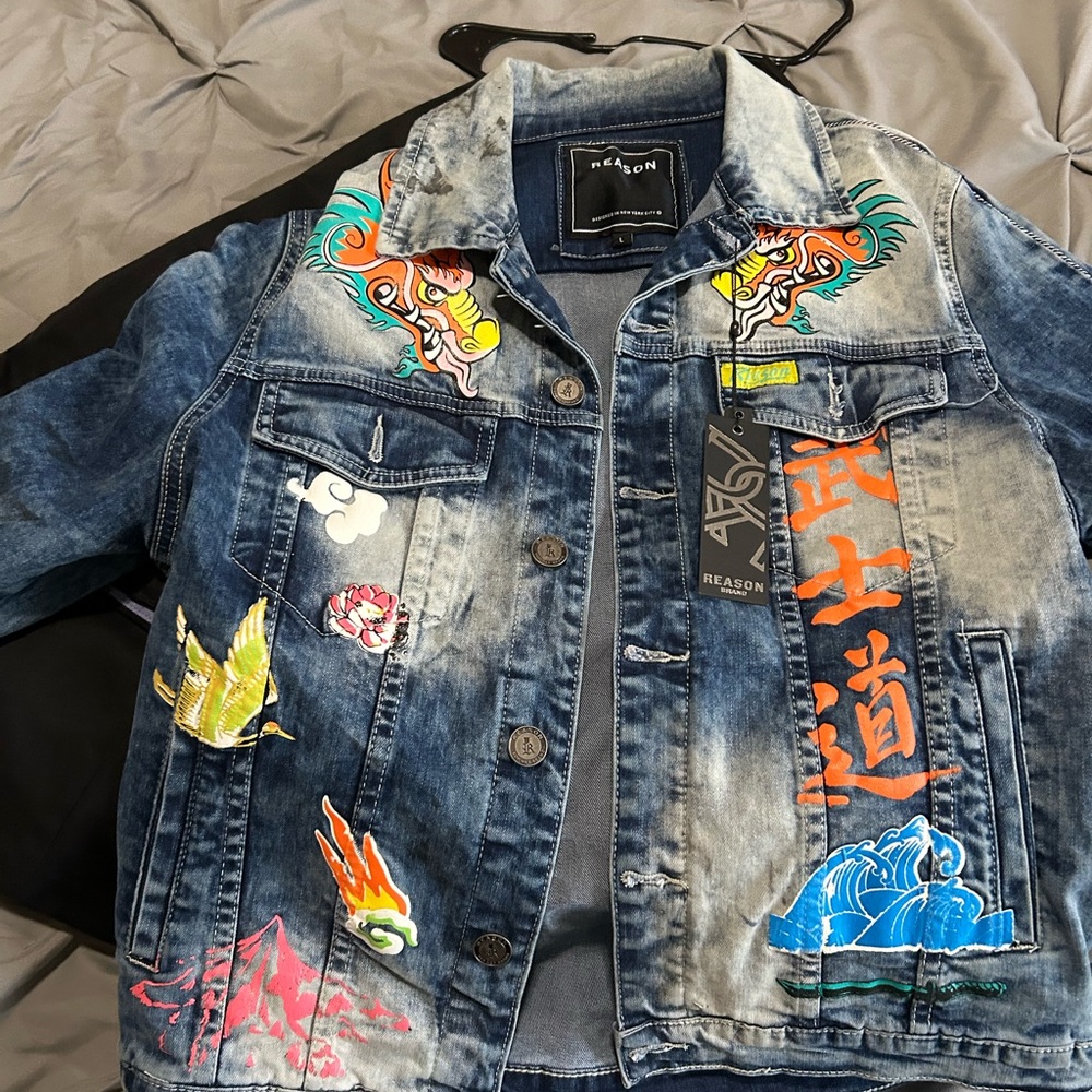 Reason Multicolor Graphic Denim Jacket